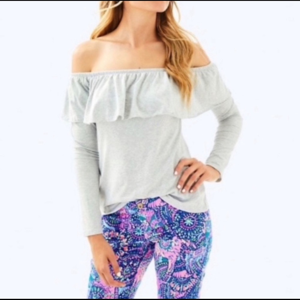 Lilly Pulitzer Heather Grey Augustus Top! Size S